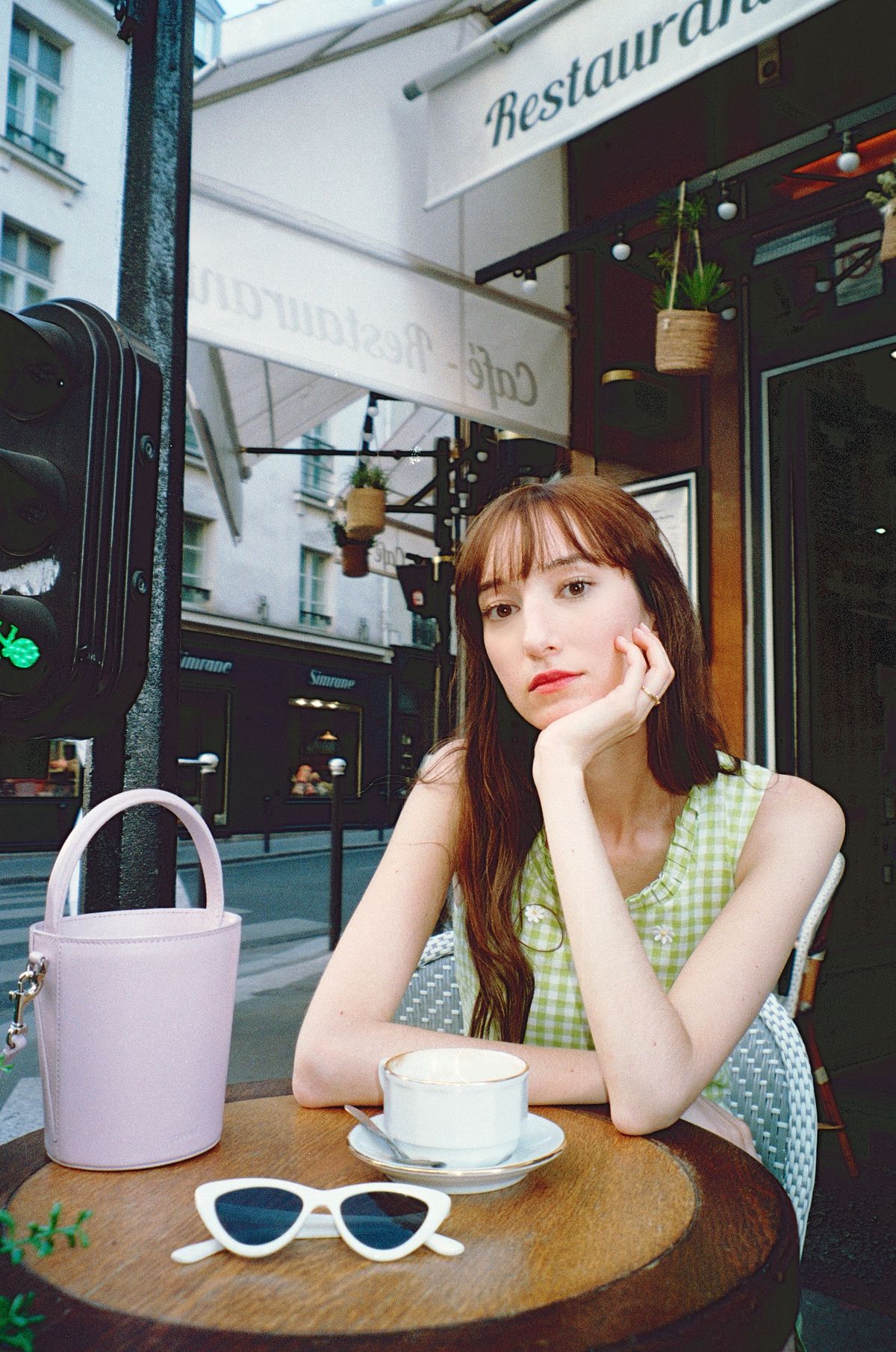 Camée Leone Vintage Green Gingham Dress in Saint-Germain-des-Près, Paris, France