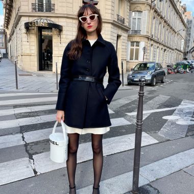 Courreges Raglan Coat Black for winter