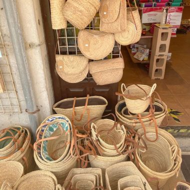French Market Basket Bags leather handles for sale at French market