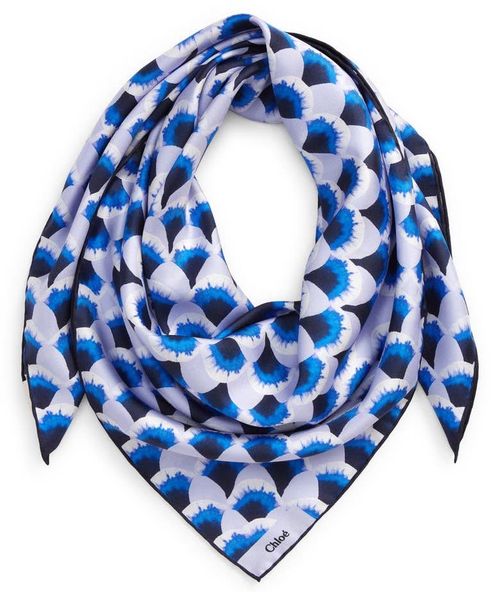 French Silk Scarves Chloe Scallops Print Silk Scarf