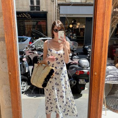 Reformation dress, Sézane basket bag