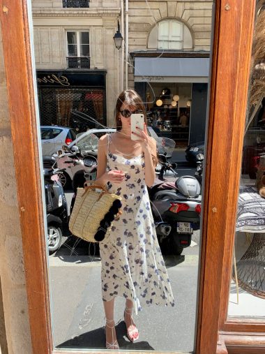 Reformation dress, Sézane basket bag