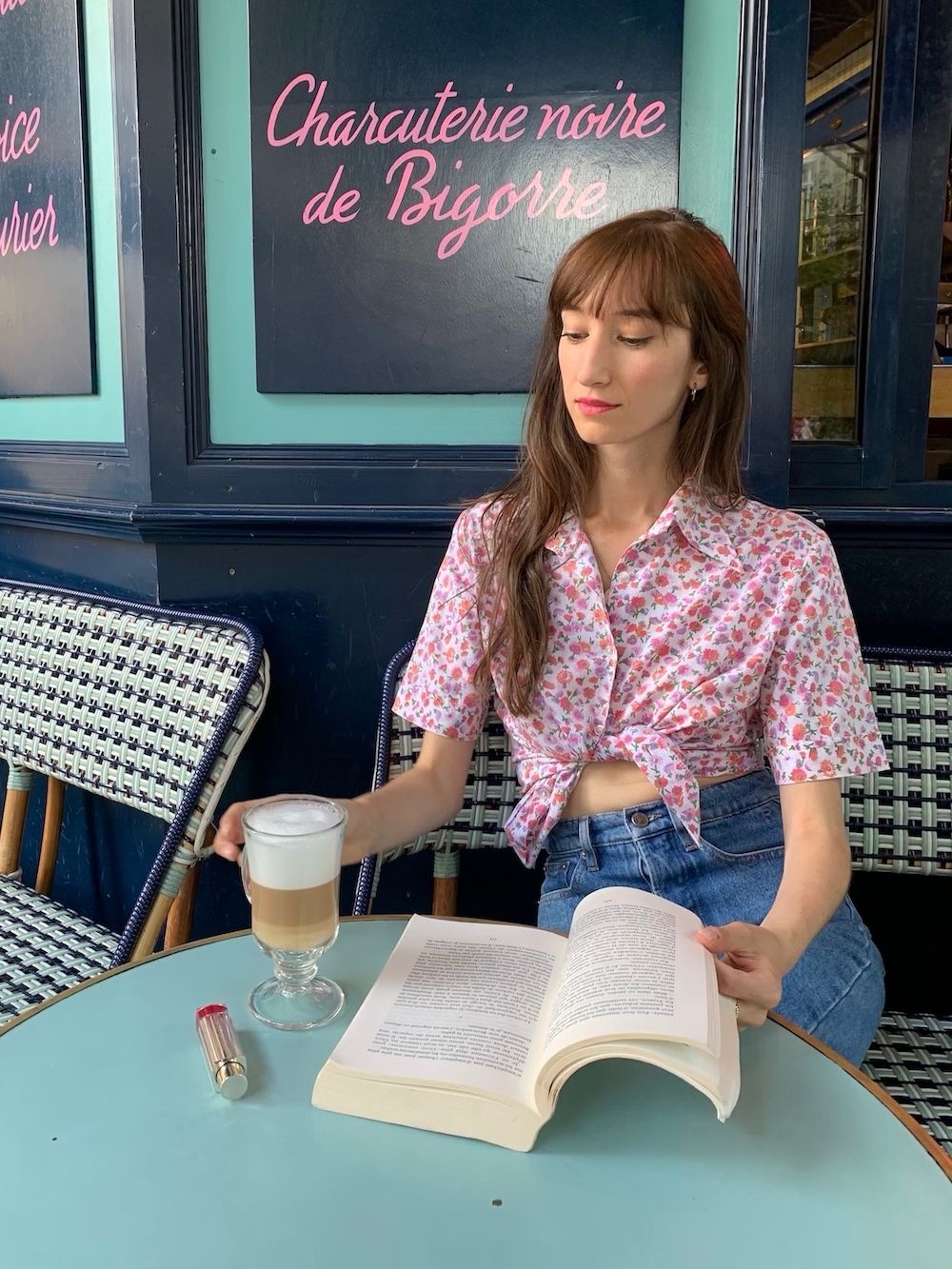 Victoria Petersen wearing a Vintage Floral Top in Paris by Petite Chineuse